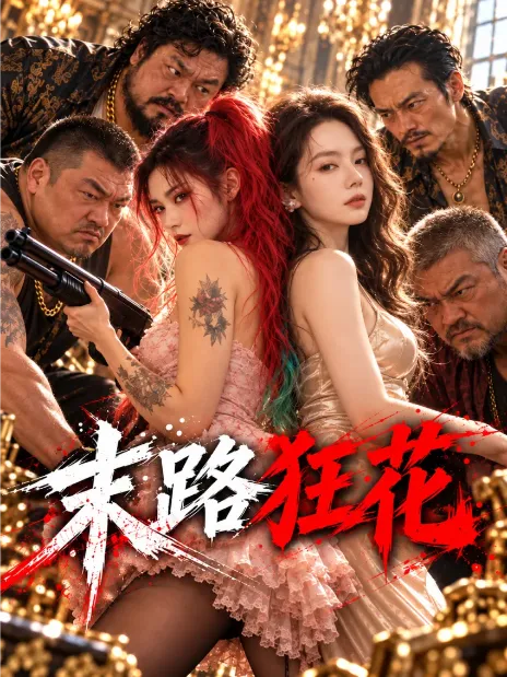 都市动作短剧海报：红发女主角与「末路狂花」剧名